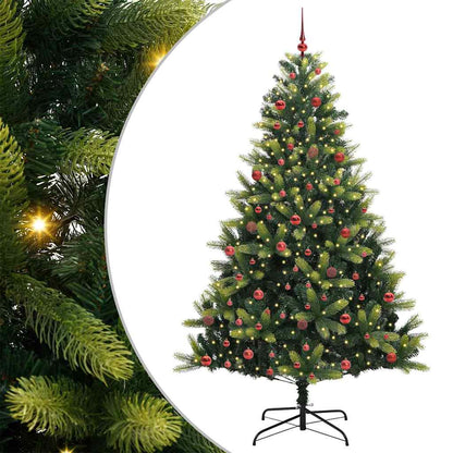 Konstigt hinged julgran 300 LEDs Grön 210 cm PVC och PE