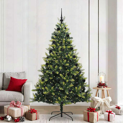 Konstigt hinged julgran 300 LEDs Grön 210 cm PVC och PE