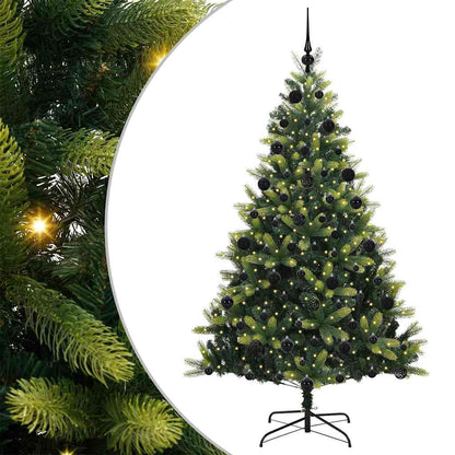 Konstigt hinged julgran 300 LEDs Grön 210 cm PVC och PE