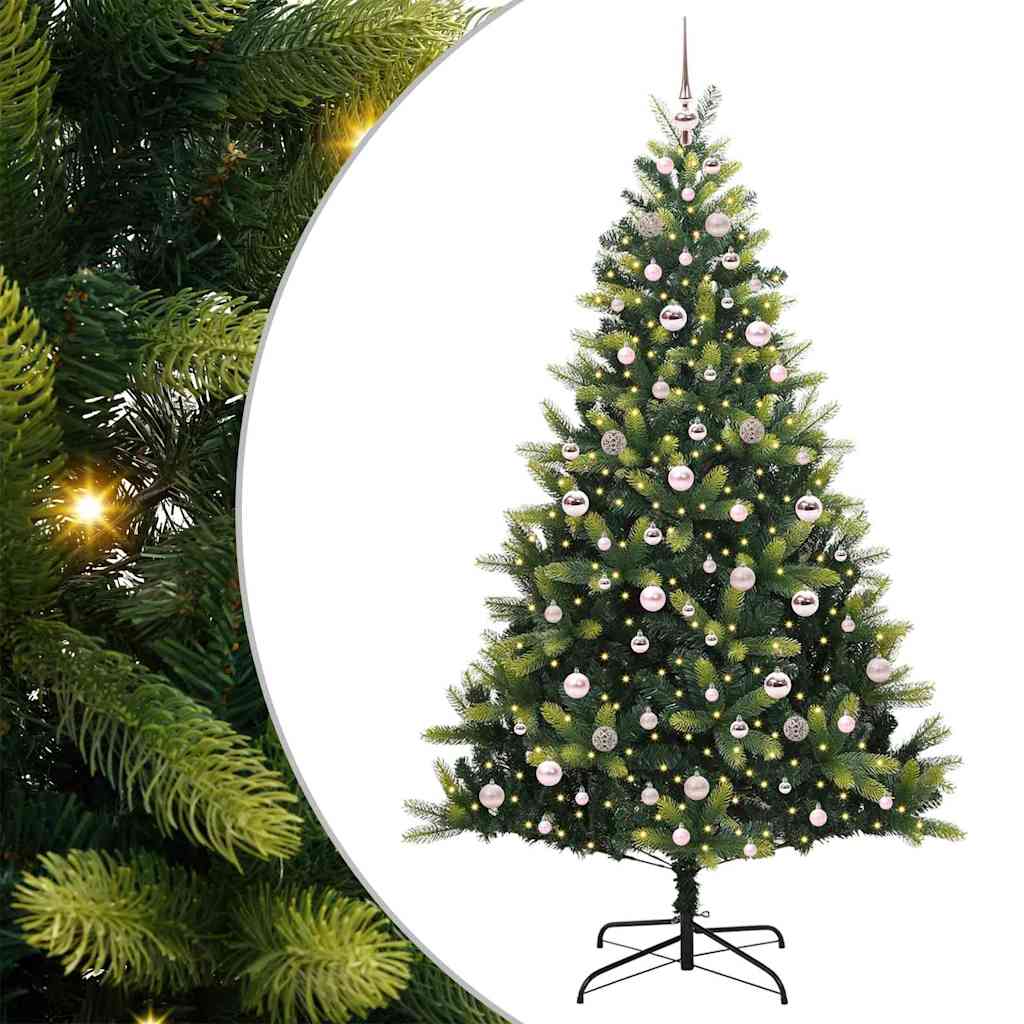 Konstigt hinged julgran 300 LEDs Grön 210 cm PVC och PE