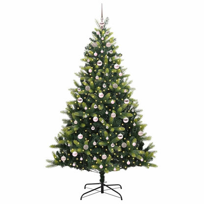 Konstigt hinged julgran 300 LEDs Grön 210 cm PVC och PE