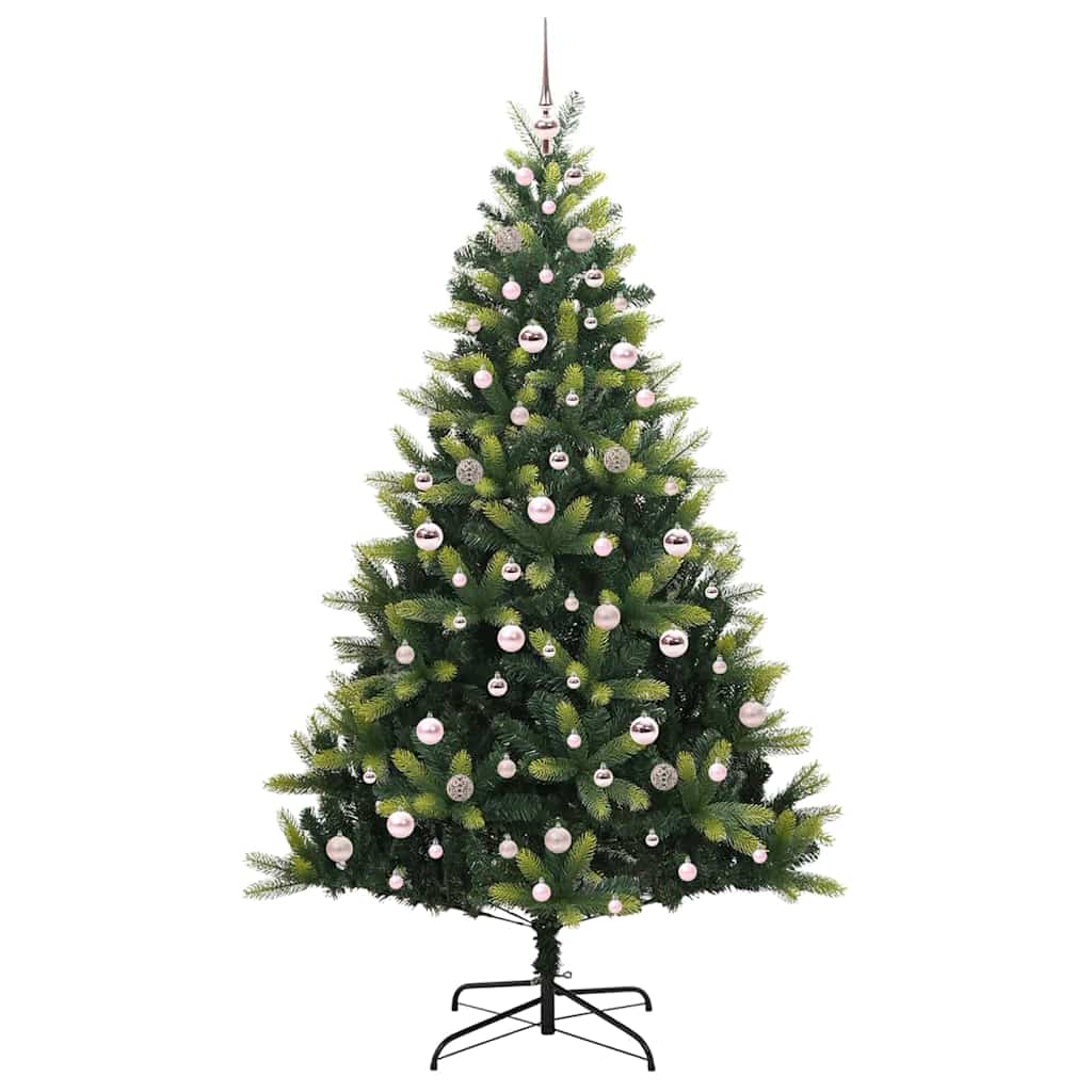 Konstigt hinged julgran 300 LEDs Grön 210 cm PVC och PE