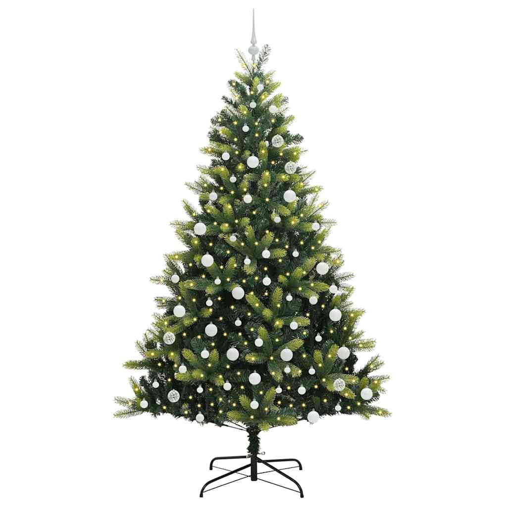 Konstigt hinged julgran 300 LEDs Grön 210 cm PVC och PE
