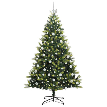 Konstigt hinged julgran 300 LEDs Grön 210 cm PVC och PE