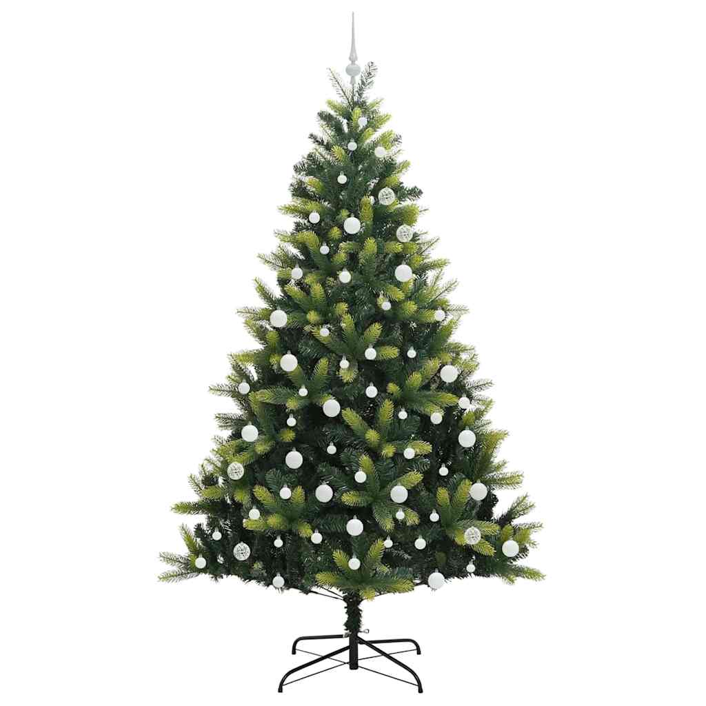 Konstigt hinged julgran 300 LEDs Grön 210 cm PVC och PE