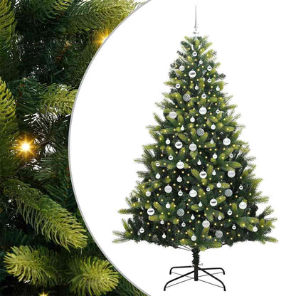 Konstigt hinged julgran 300 LEDs Grön 210 cm PVC och PE