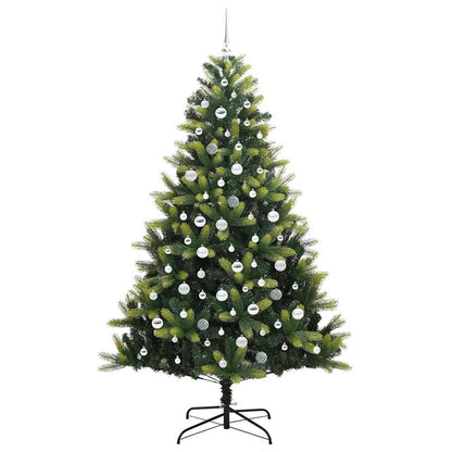 Konstigt hinged julgran 300 LEDs Grön 210 cm PVC och PE