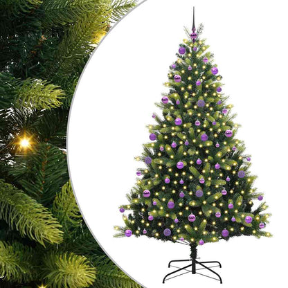 Konstigt hinged julgran 300 LEDs Grön 210 cm PVC och PE