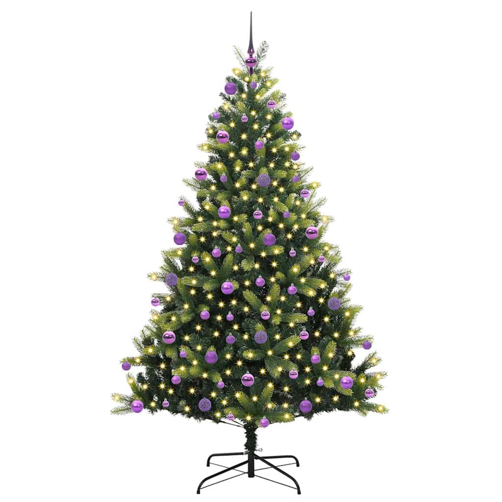 Konstigt hinged julgran 300 LEDs Grön 210 cm PVC och PE