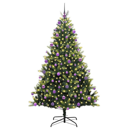Konstigt hinged julgran 300 LEDs Grön 210 cm PVC och PE