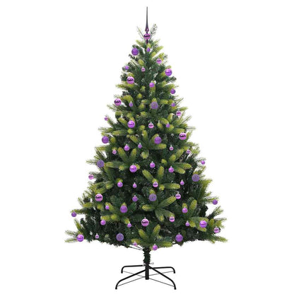 Konstigt hinged julgran 300 LEDs Grön 210 cm PVC och PE