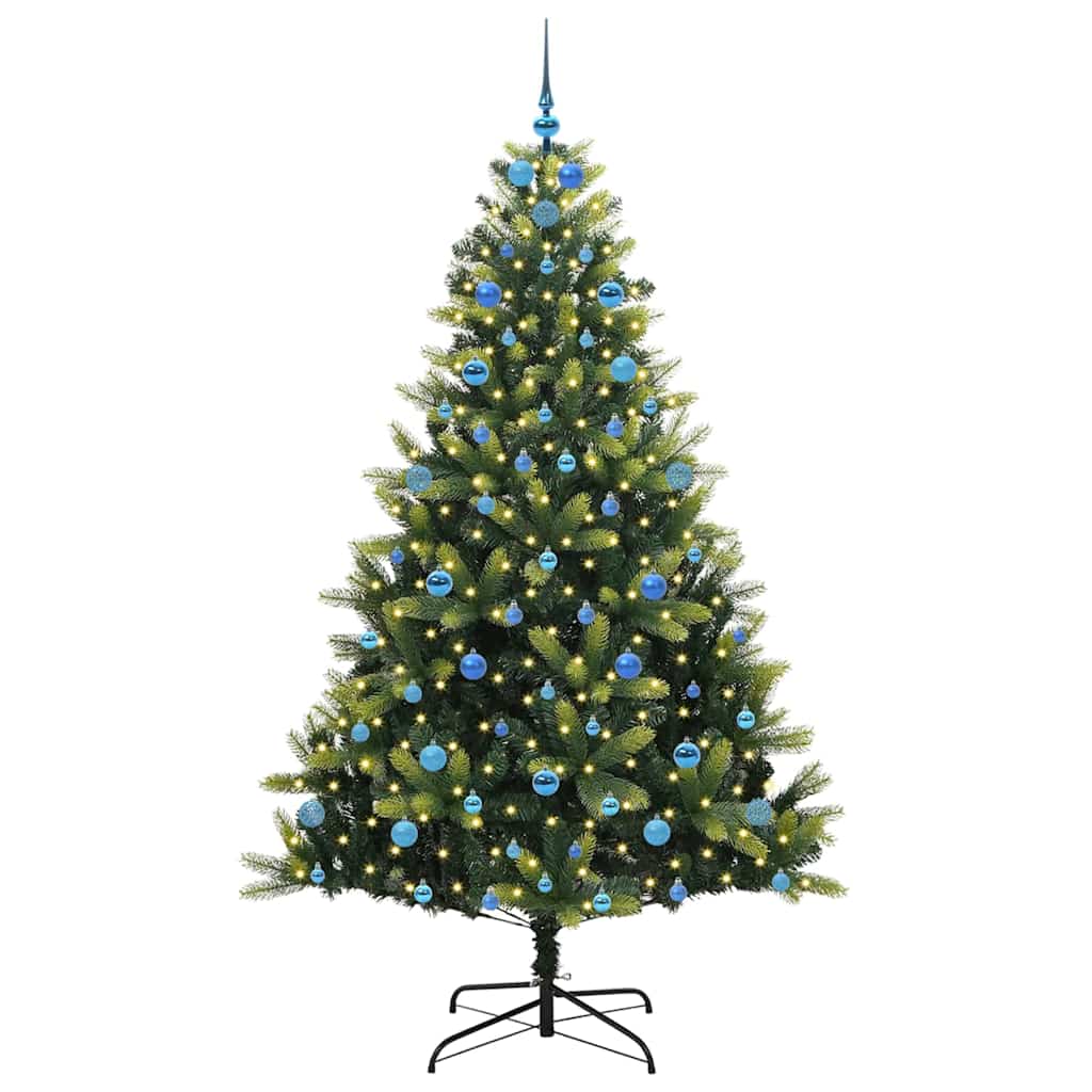 Konstigt hinged julgran 300 LEDs Grön 210 cm PVC och PE