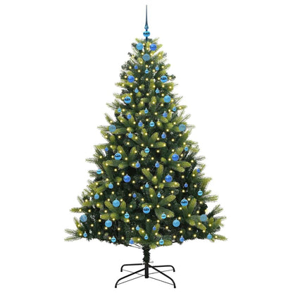 Konstigt hinged julgran 300 LEDs Grön 210 cm PVC och PE
