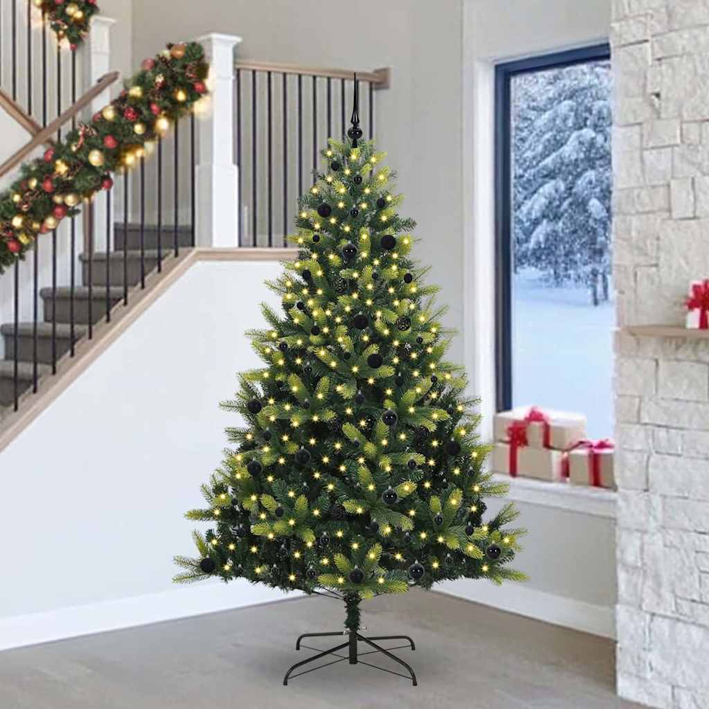 Konstigt hinged julgran 300 LEDs Grön 240 cm PVC och PE