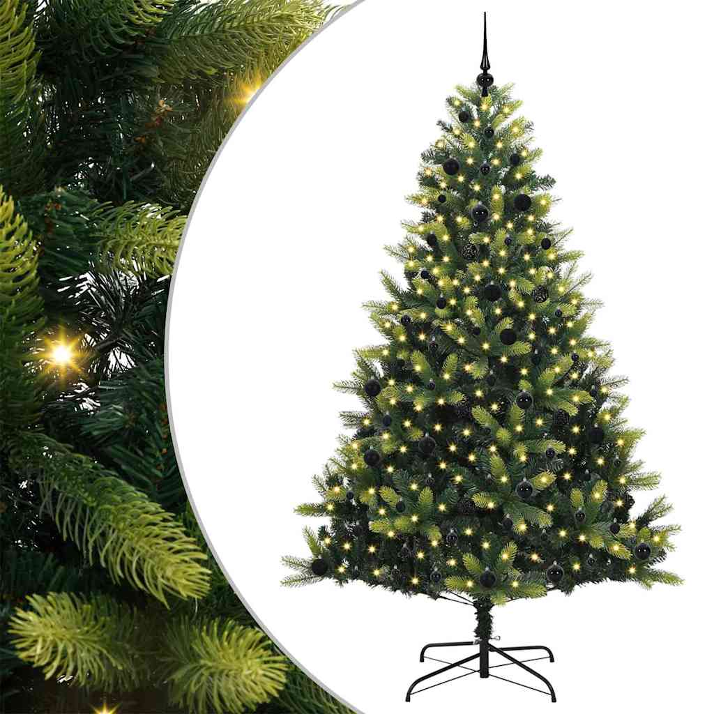 Konstigt hinged julgran 300 LEDs Grön 240 cm PVC och PE