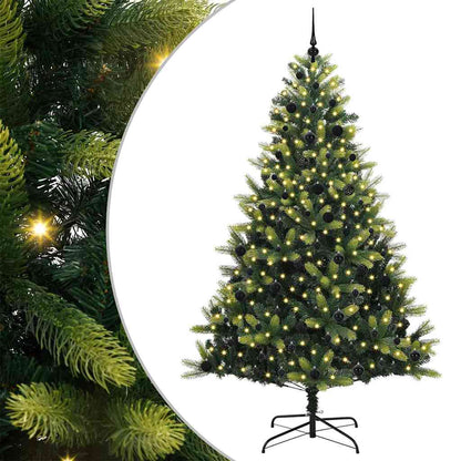 Konstigt hinged julgran 300 LEDs Grön 240 cm PVC och PE