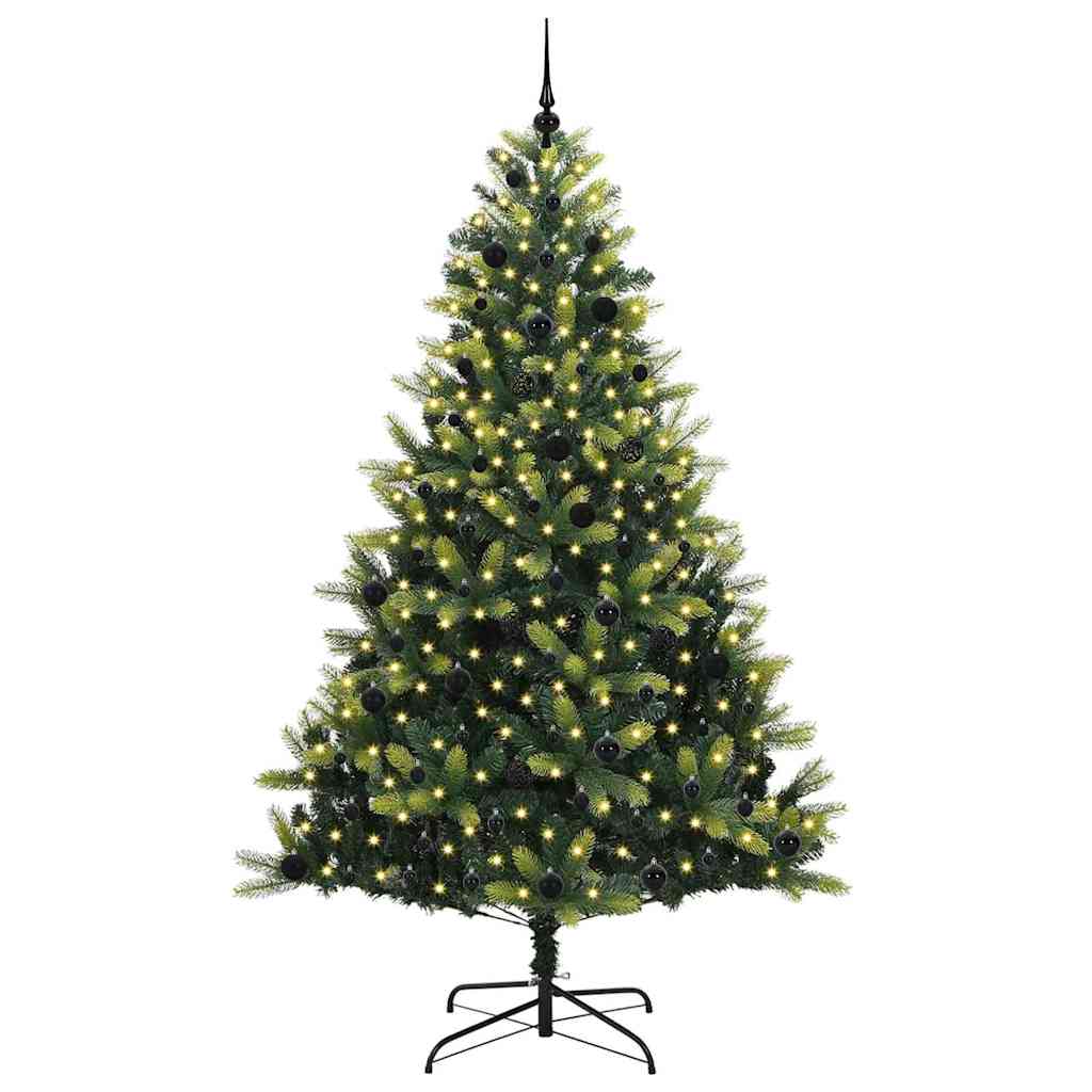 Konstigt hinged julgran 300 LEDs Grön 240 cm PVC och PE