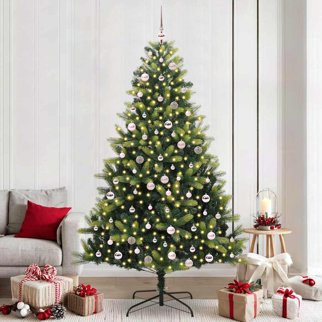 Konstigt hinged julgran 300 LEDs Grön 240 cm PVC och PE