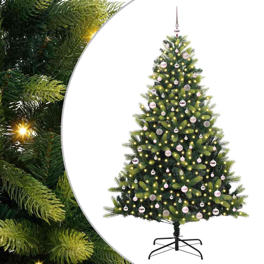 Konstigt hinged julgran 300 LEDs Grön 240 cm PVC och PE