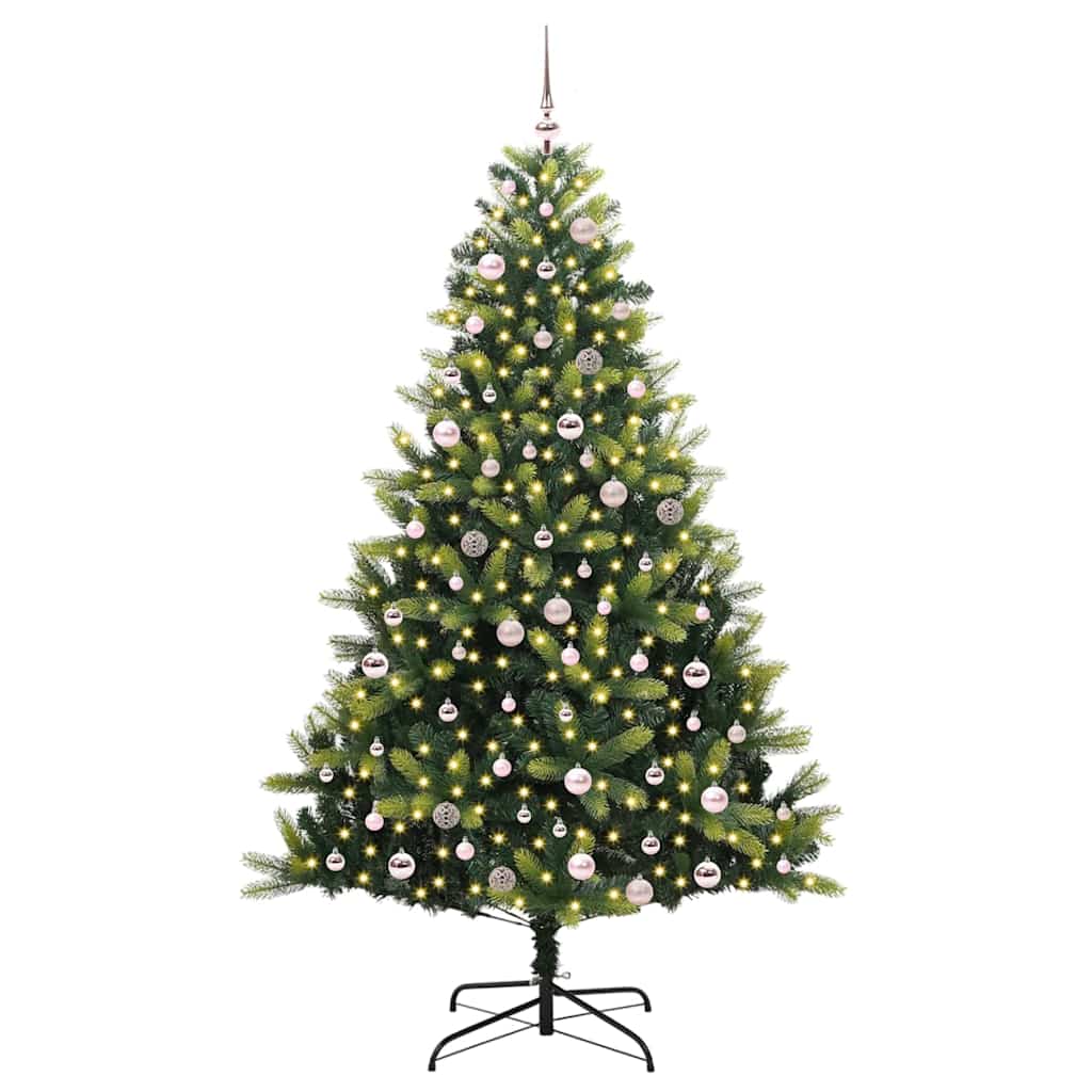 Konstigt hinged julgran 300 LEDs Grön 240 cm PVC och PE