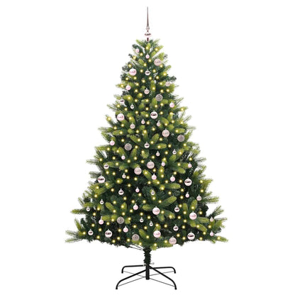 Konstigt hinged julgran 300 LEDs Grön 240 cm PVC och PE