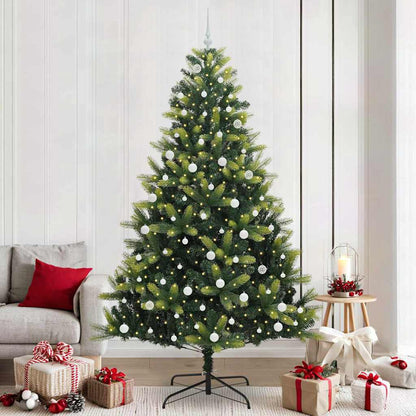 Konstigt hinged julgran 300 LEDs Grön 240 cm PVC och PE