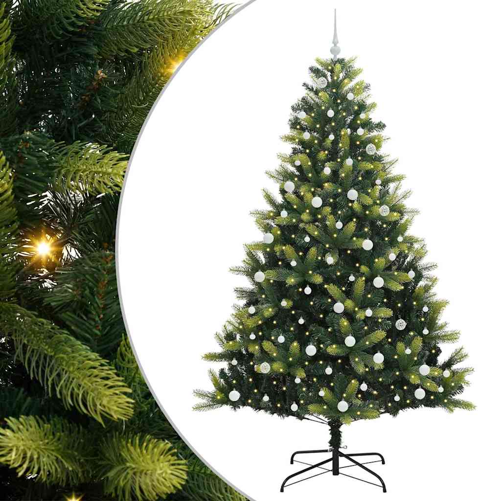 Konstigt hinged julgran 300 LEDs Grön 240 cm PVC och PE