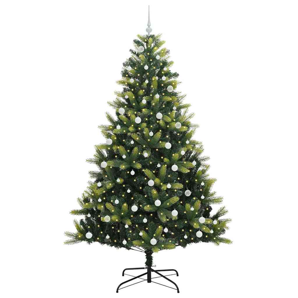 Konstigt hinged julgran 300 LEDs Grön 240 cm PVC och PE