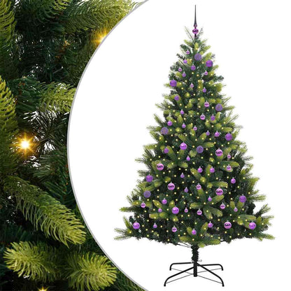 Konstigt hinged julgran 300 LEDs Grön 240 cm PVC och PE