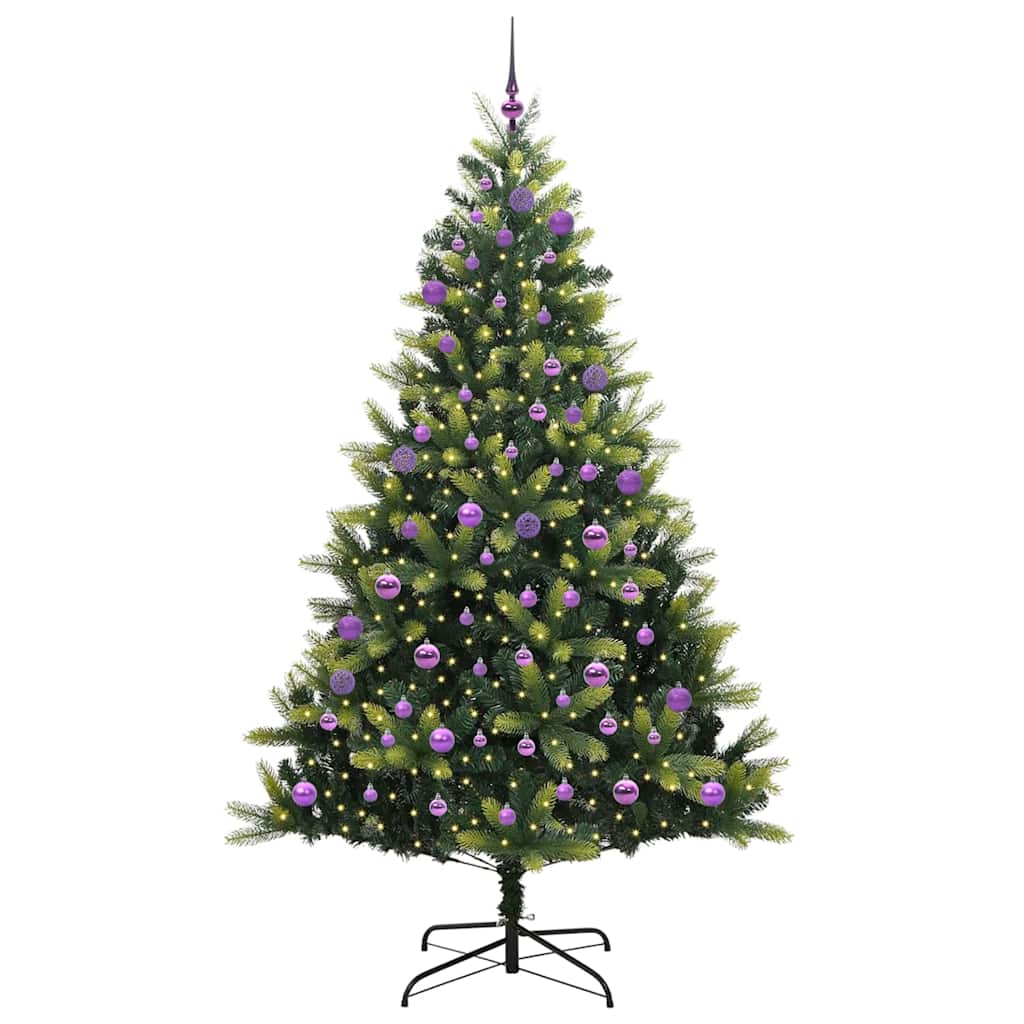 Konstigt hinged julgran 300 LEDs Grön 240 cm PVC och PE
