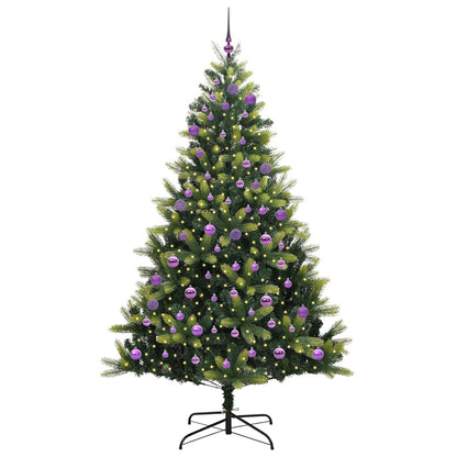 Konstigt hinged julgran 300 LEDs Grön 240 cm PVC och PE