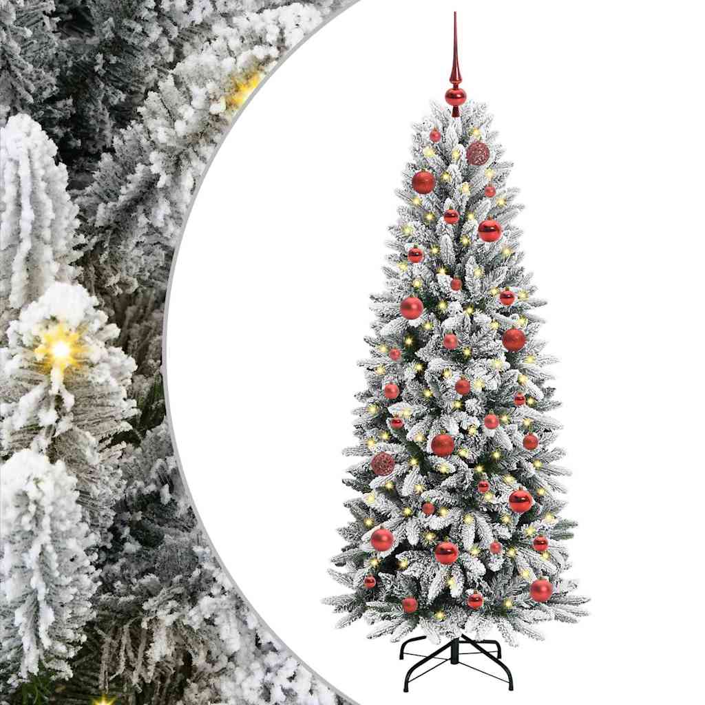 Konstgjord julgran Vit 150 cm PVC och plast och stål och PE