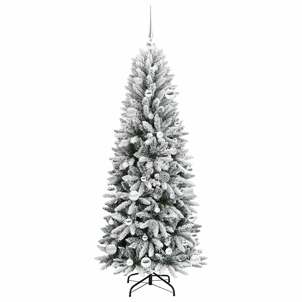 Konstgjord julgran Vit 150 cm PVC och plast och stål och PE