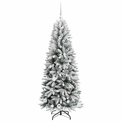 Konstgjord julgran Vit 150 cm PVC och plast och stål och PE