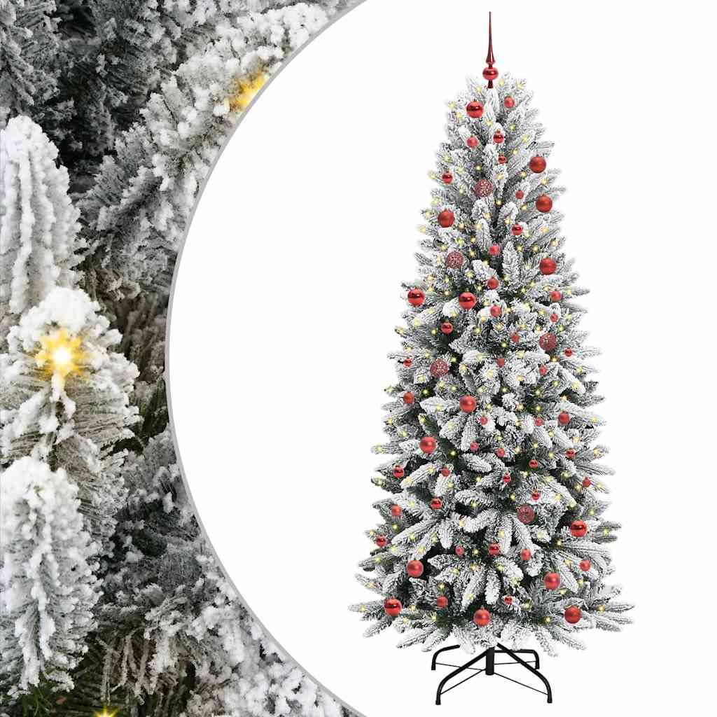 Konstgjord julgran Vit 210 cm PVC och plast och stål och PE