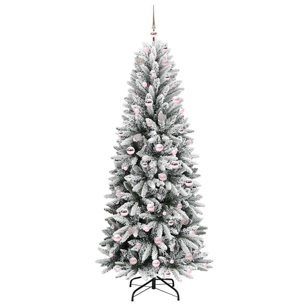 Konstgjord julgran Vit 210 cm PVC och plast och stål och PE