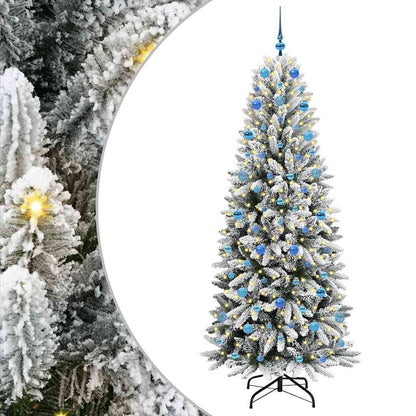 Konstgjord julgran Vit 210 cm PVC och plast och stål och PE