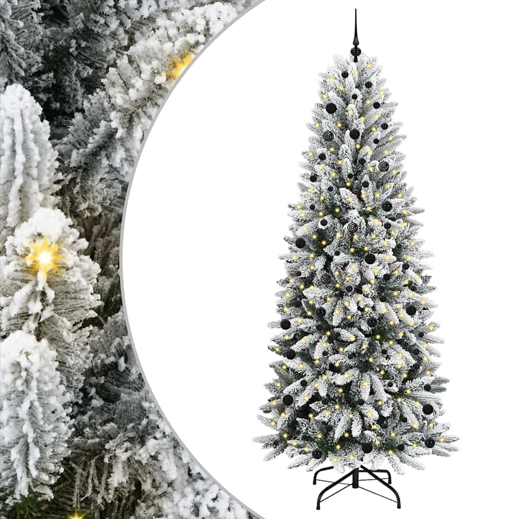 Konstgjord julgran Vit 240 cm PVC och plast och stål och PE