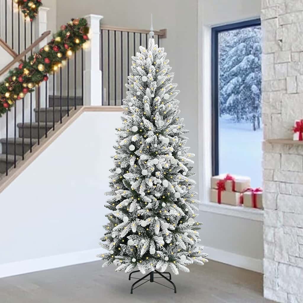 Konstgjord julgran Vit 240 cm PVC och plast och stål och PE