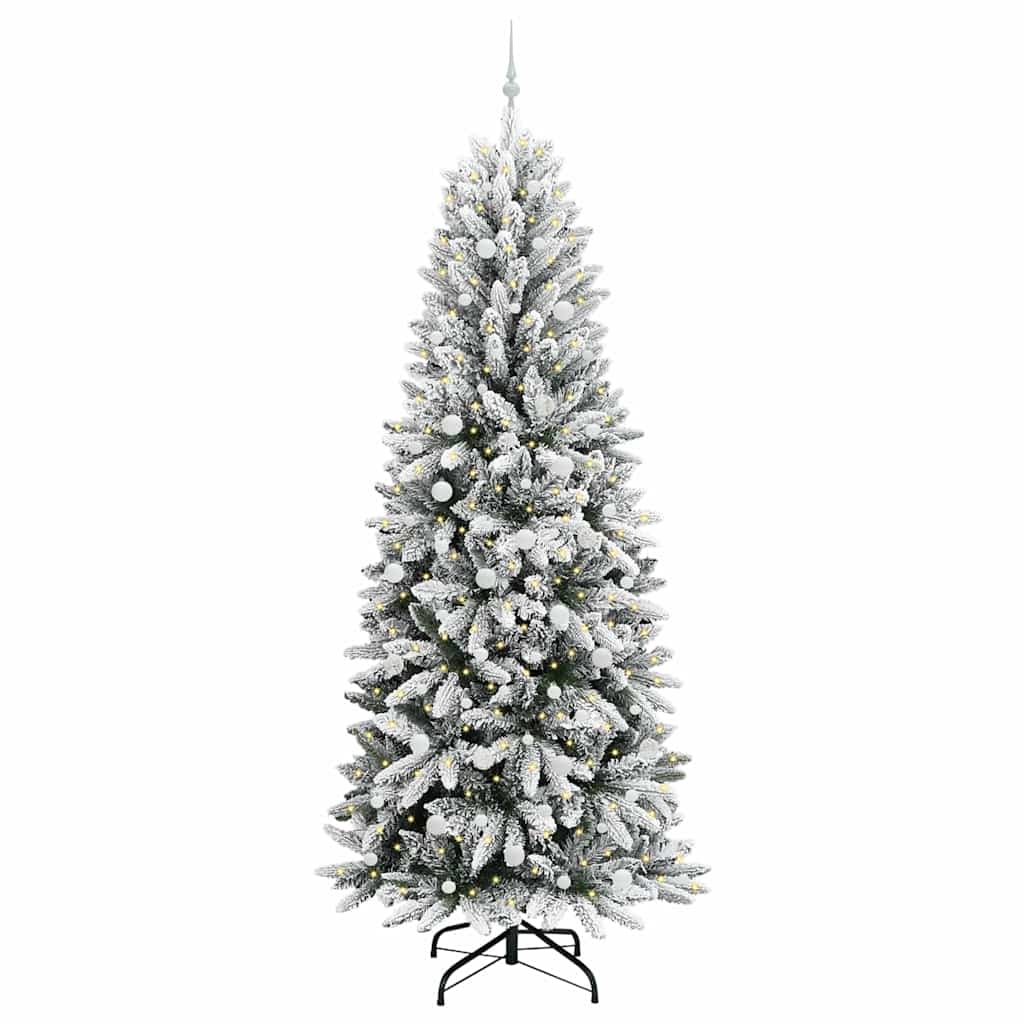 Konstgjord julgran Vit 240 cm PVC och plast och stål och PE