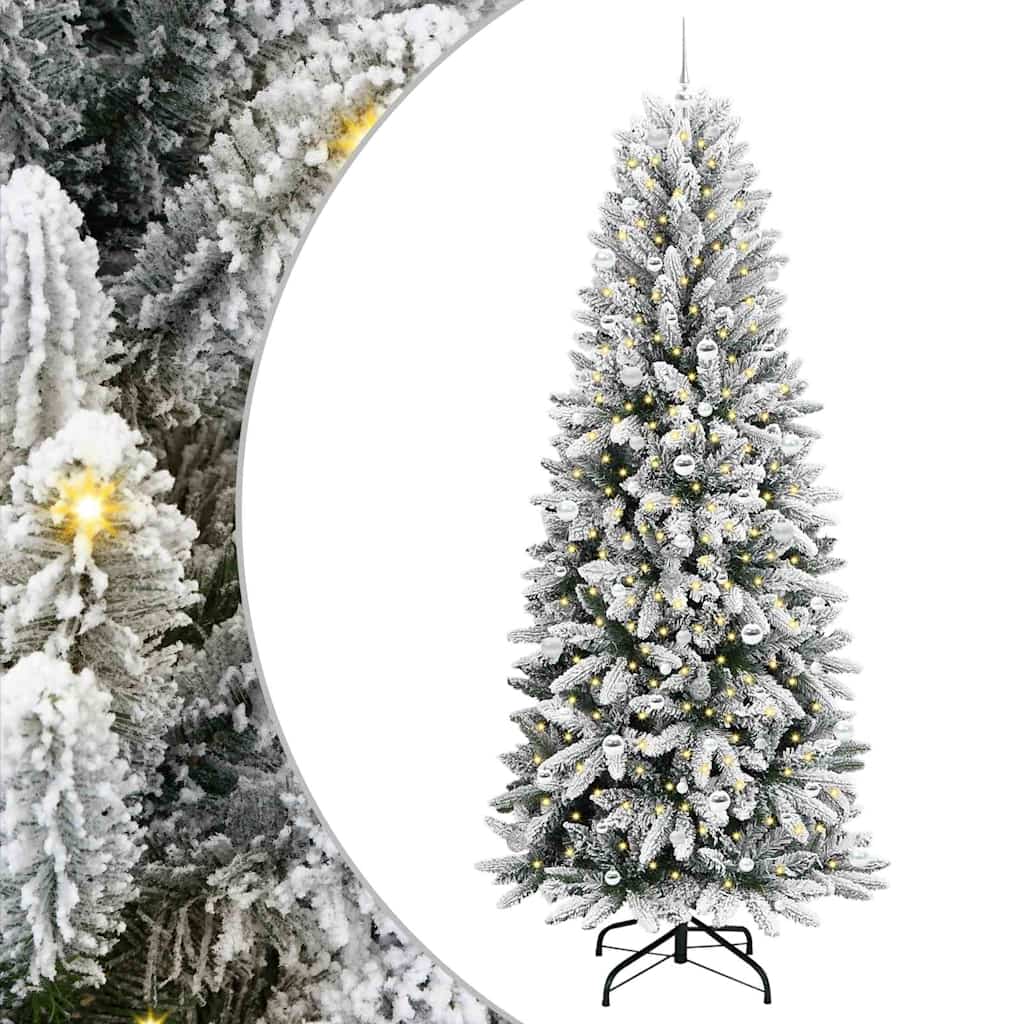 Konstgjord julgran Vit 240 cm PVC och plast och stål och PE