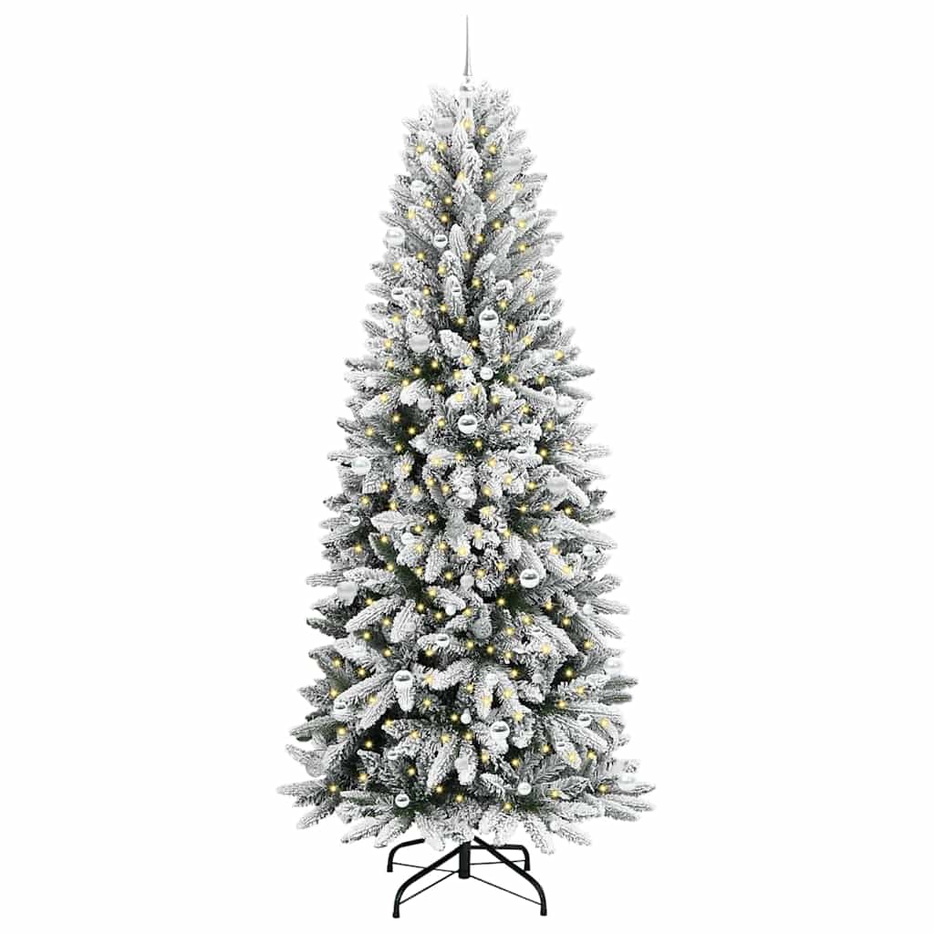 Konstgjord julgran Vit 240 cm PVC och plast och stål och PE