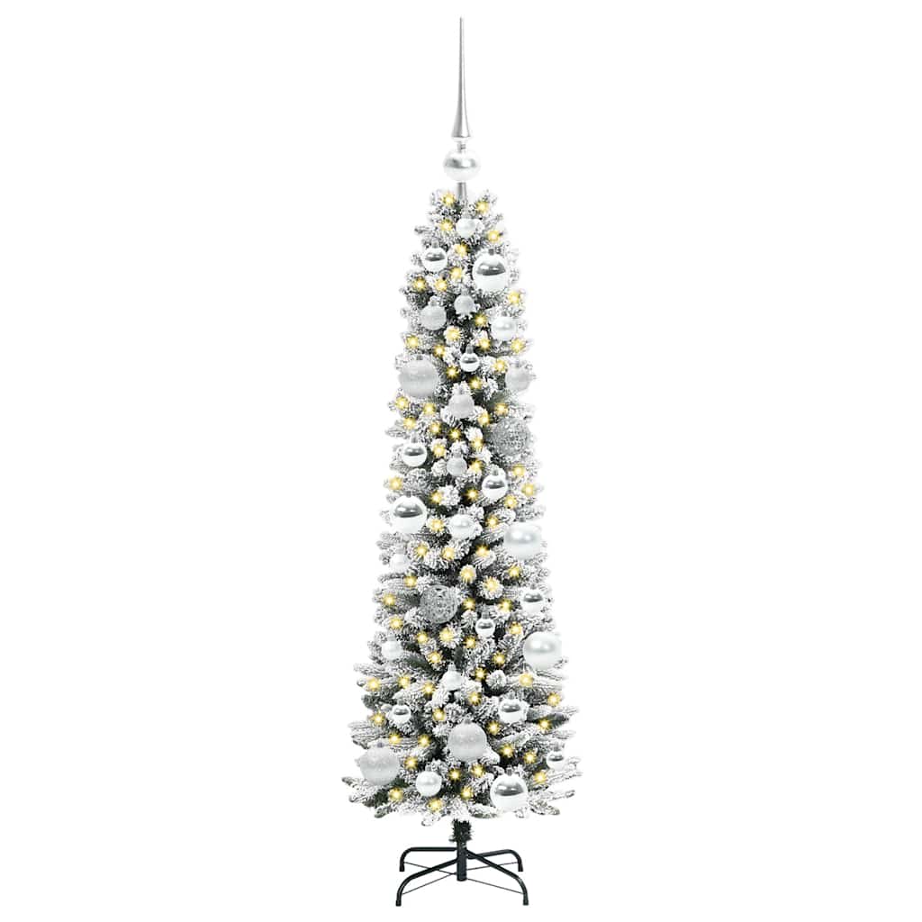 Konstgjord julgran Vit 120 cm PVC och Metall och Plast