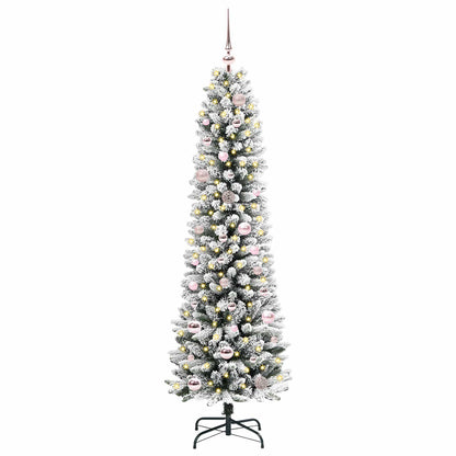 Konstgjord julgran Vit 150 cm PVC och Metall och Plast