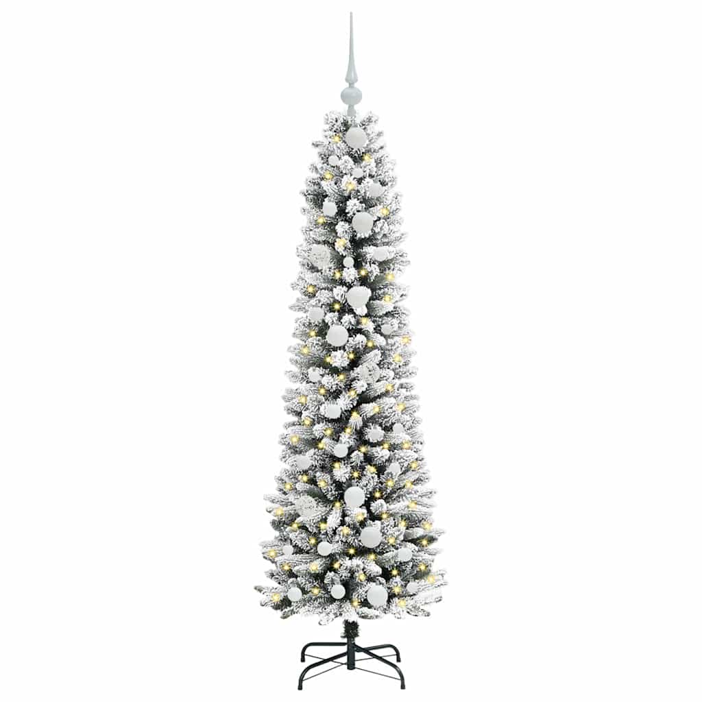 Konstgjord julgran Vit 150 cm PVC och Metall och Plast