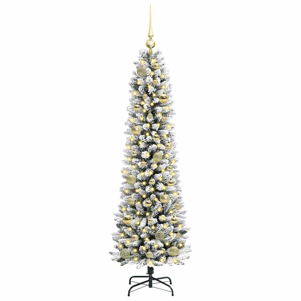 Konstgjord julgran Vit 150 cm PVC och Metall och Plast