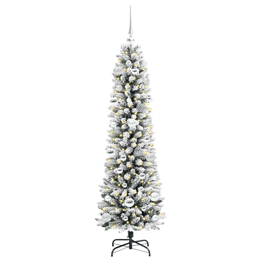 Konstgjord julgran Vit 150 cm PVC och Metall och Plast