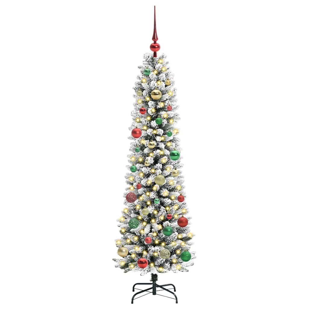 Konstgjord julgran Vit 150 cm PVC och Metall och Plast