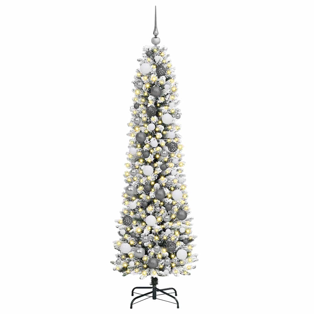 Konstgjord julgran Vit 180 cm PVC och Metall och Plast