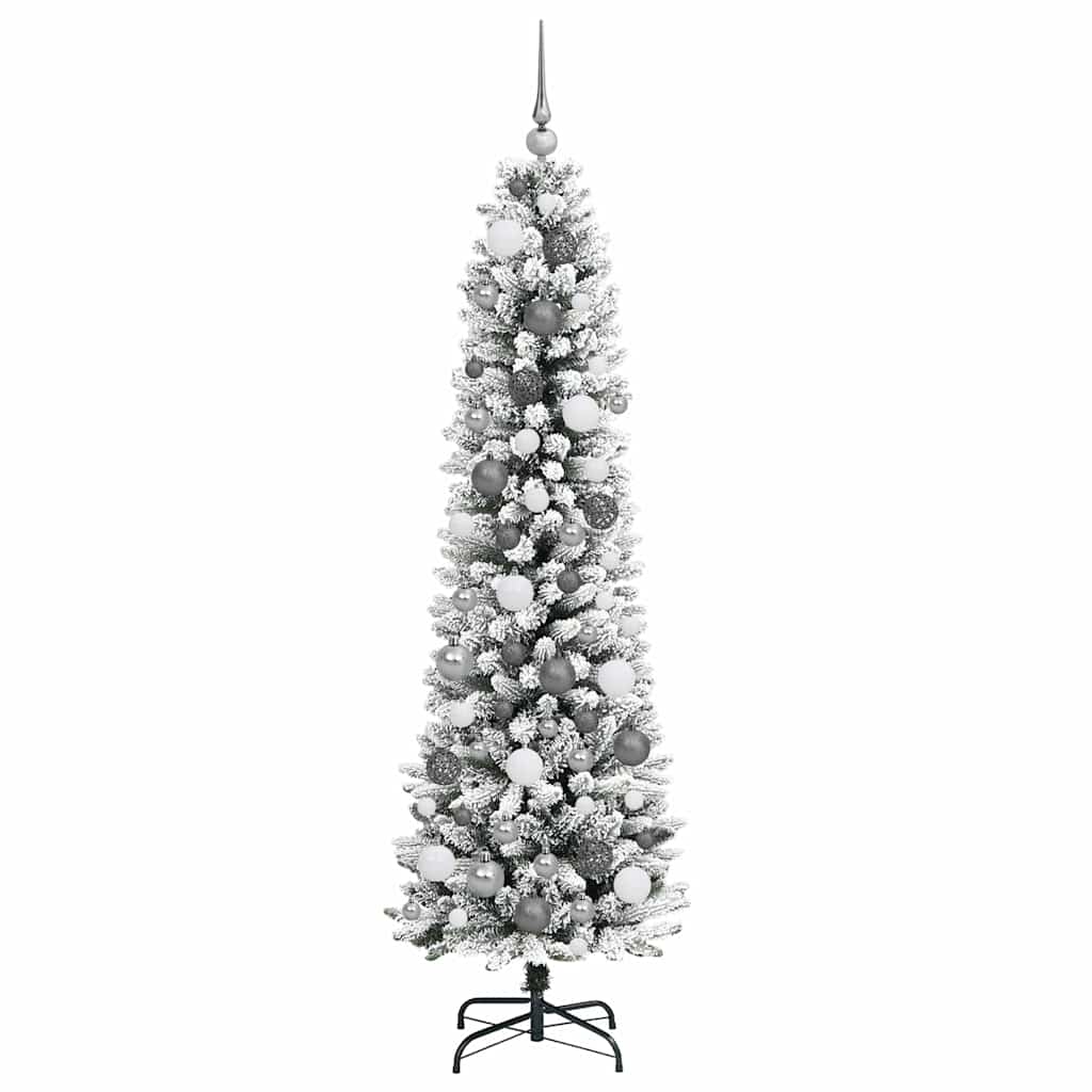 Konstgjord julgran Vit 180 cm PVC och Metall och Plast